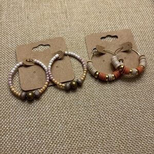 Elegant Beaded Hoop Earrings Set